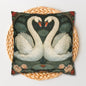Art Nouveau White Swans Lotus Flowers Pillowcase