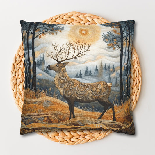 Forest Reindeer William Morris Inspired | Vintage Reindeer Ancient Decorative Pillowcase