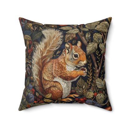 Squirrel Berry William Morris Inspired | Squirrel Ancient Decorative Pillow