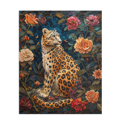 Botanical Leopard Puzzle, William Morris Inspired Floral Jigsaw (120, 252, 500 Pieces)