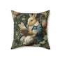 Storybook Rabbit Reading Pillow, William Morris Style Vintage Bunny Among Flowers