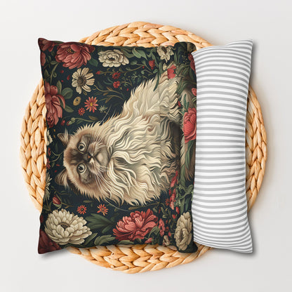 William Morris Inspired Botanicals Ragdoll Cat Pillowcase