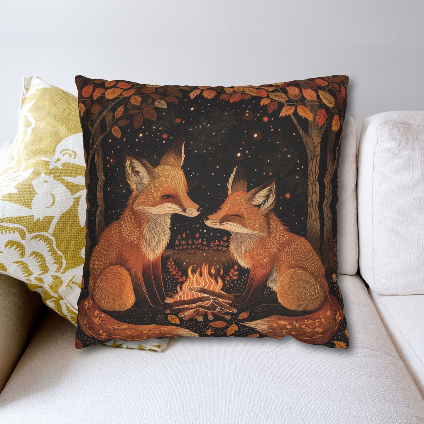 Woodland Foxes With Cozy Bonfire Pillowcase