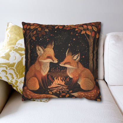 Woodland Foxes With Cozy Bonfire Pillowcase