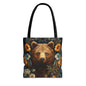 Forest Bear Tote Bag, William Morris Inspired Woodland Bear Shopping Bag, Moody Floral Art Nouveau Gifts for Her, Eco-Friendly Carryall