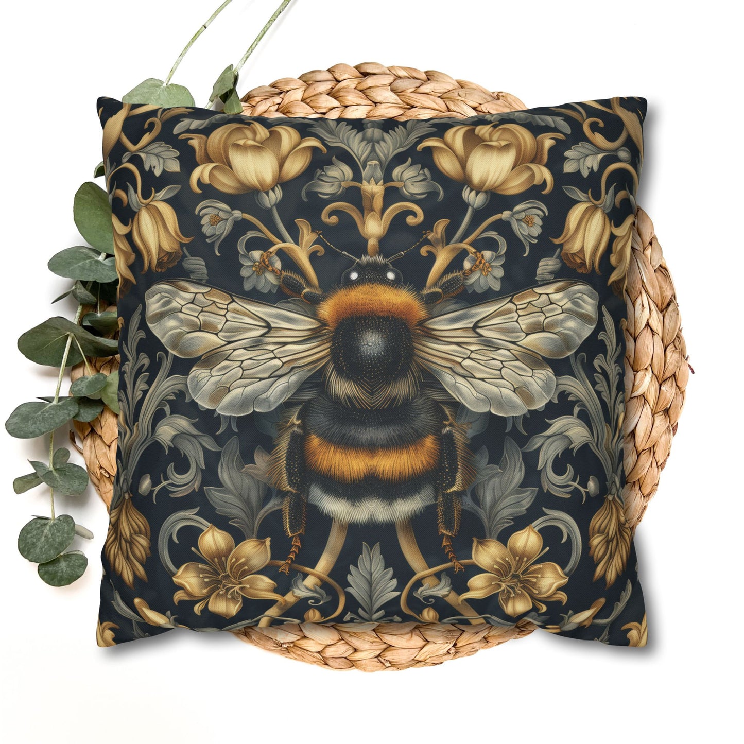 Pillowcase Victorian Art Inspired Bumblebee Baroque Gold Flora
