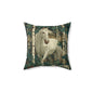 White Horse Birch Forest Decorative Pillow — Rustic Woodland Accent Cushion