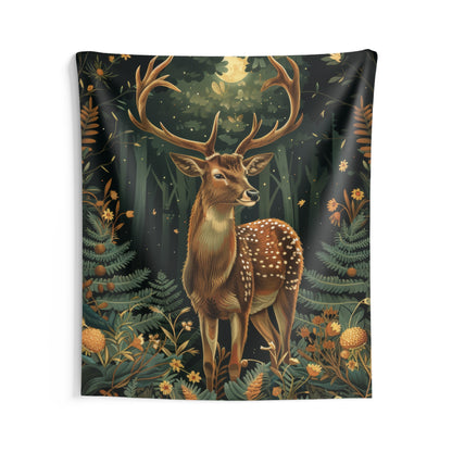 Tapestry of Forestcore Deer William Morris Inspired Art Nouveau Indoor Wall Tapestries