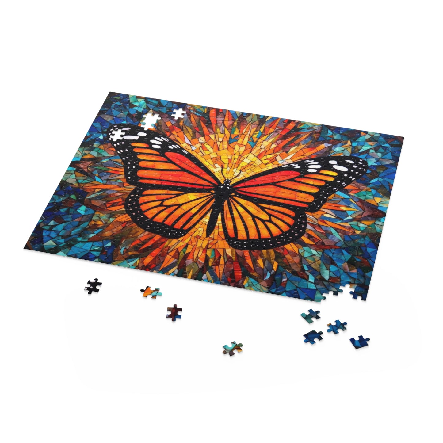 Colorful Monarch Stained Glass Jigsaw Puzzle (120, 252, 500-Piece)  Gift-Ready Box, Adult Jigsaw Puzzle, Gift Him Her