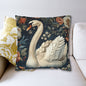 Botanical Swan Pillowcase: William Morris Style Decorative Throw Pillow
