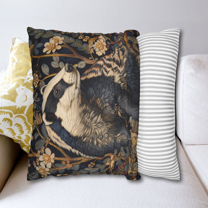 William Morris Badger Pillowcase: Woodland Elegance Polyester Square Pillow