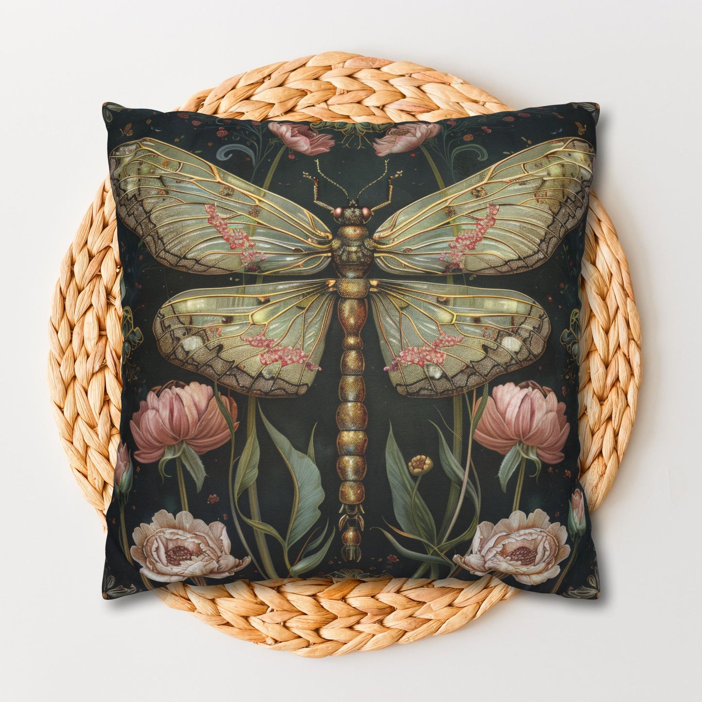 William Morris Inspired Victorian Botanical Dragonfly Pillowcase