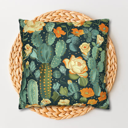 William Morris Inspired Cactus Pillowcase | Cottagecore Art Nouveau Pillowcase