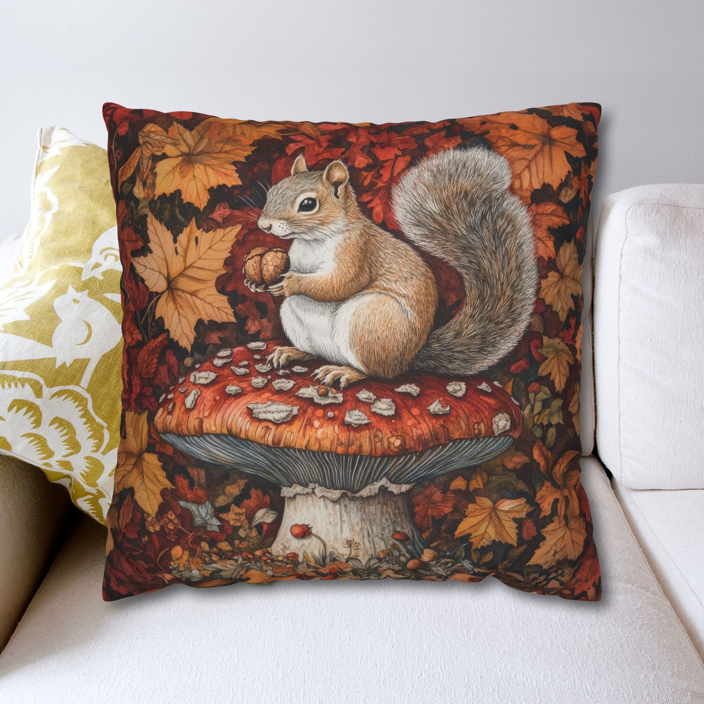 Squirrel In A Leafy Paradise Fall Season Decorative Pillow case