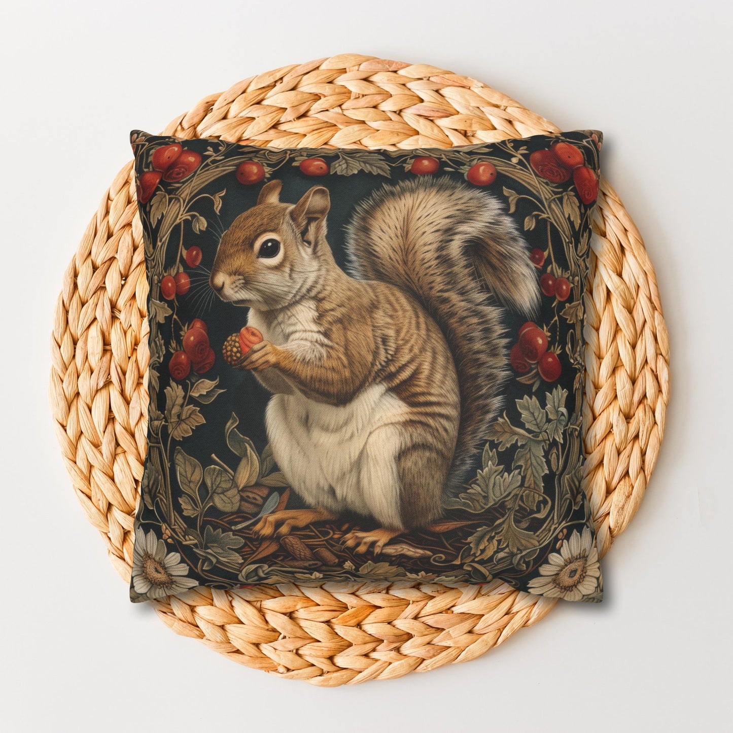 Botanical Squirrel Throw Pillowcase