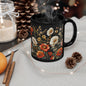 Wildflowers Pattern Embroidery Mug Black Mug 11oz, 15 oz