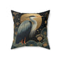 Heron Moon Decorative Pillow, Botanical Coastal Throw Pillow