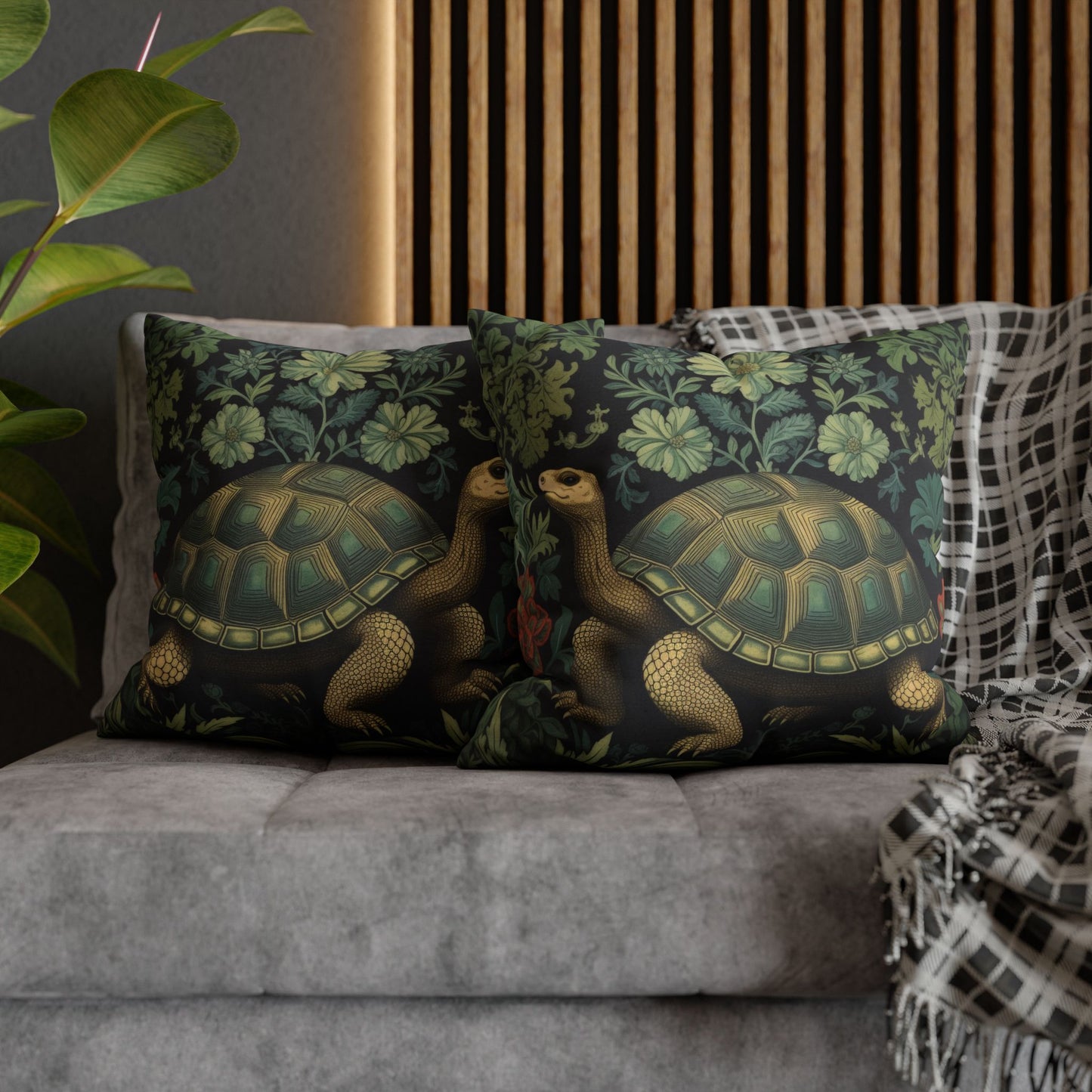 William Morris Inspired Botanical Tortoise Decorative Pillowcase