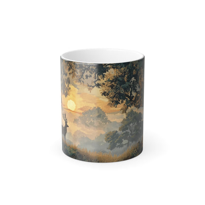 Misty Sunrise Forest Heat-Reveal Mug | Color-Changing Woodland Landscape Cup, Nature Morning Gift, 11oz