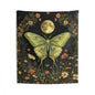 Tapestry of Luna Moth Full Moon, William Morris Inspired, Art Deco Indoor Wall Tapestries