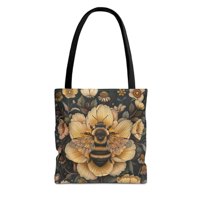 Botanical Bumblebee Tote Bag, William Morris Inspired Bag, AOP Tote, Floral Bee Bag, Garden Print Bag, Nature Lover Gift