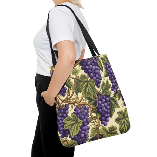 William Morris Inspired Grape Patten Tote Bag, Cottage-core Shopping Bag, Eco-Friendly Carryall