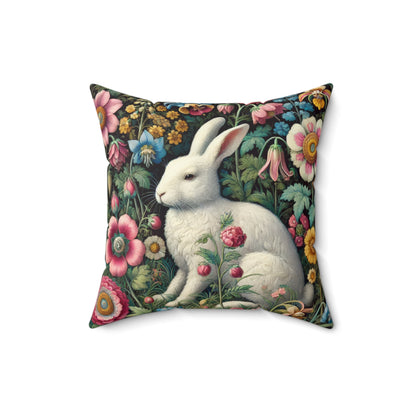 Whimsical Floral Rabbit Pillow, Cute Home Decor, Spring Accent Cushion, Easter Decoration, Garden Vibe, Gift Idea