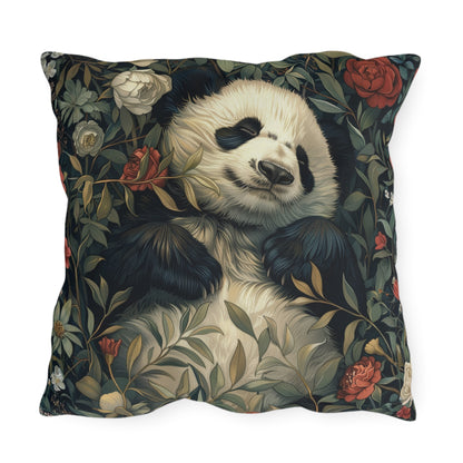 Sleeping Panda Floral Outdoor Pillow, Panda Bear Throw Pillow, Cute Animal Cushion, Botanical Accent Pillow, Nursery Decor Pillow, Panda Lover Gift