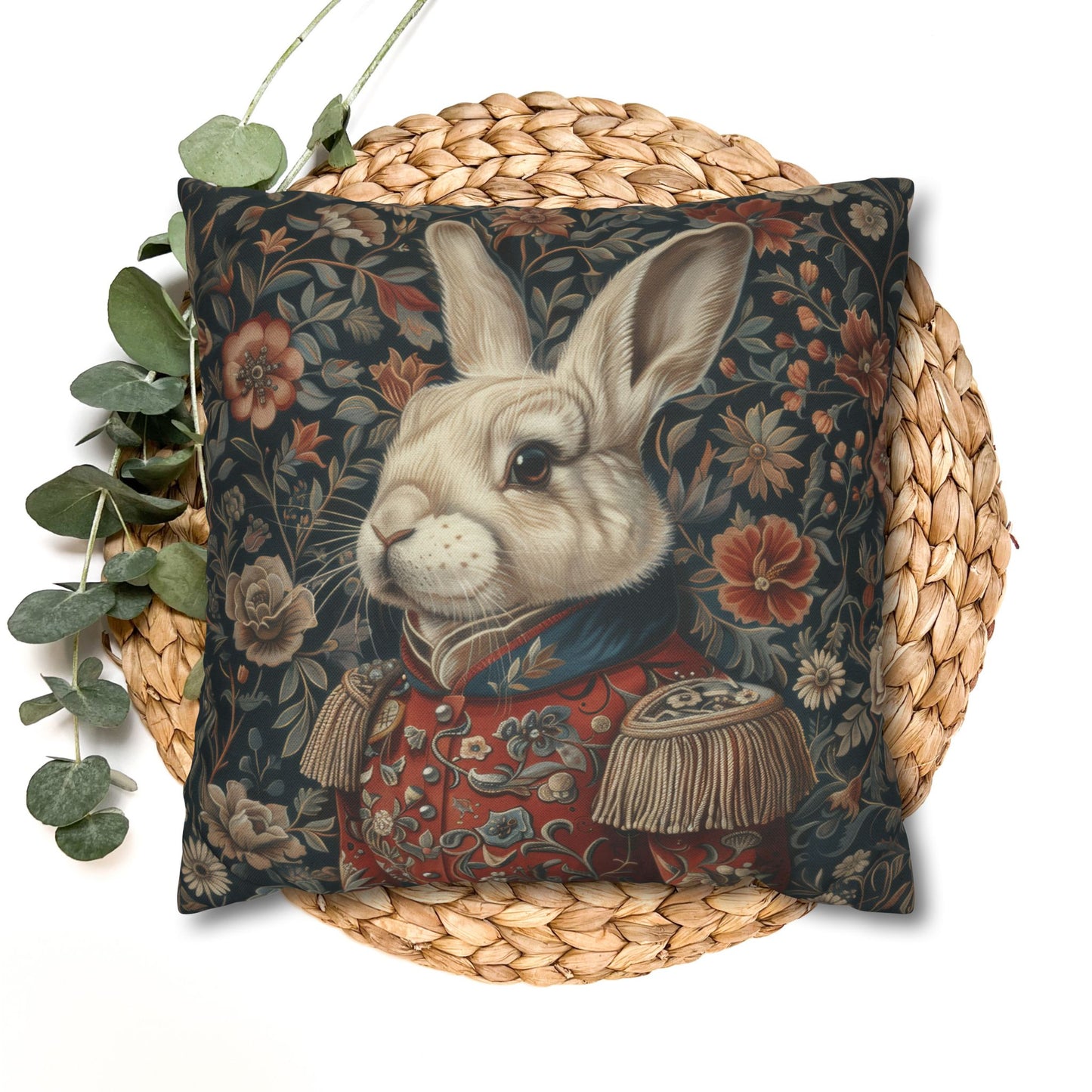 Christmas Nutcracker Rabbit Pillowcase: William Morris Inspired Holiday Decor