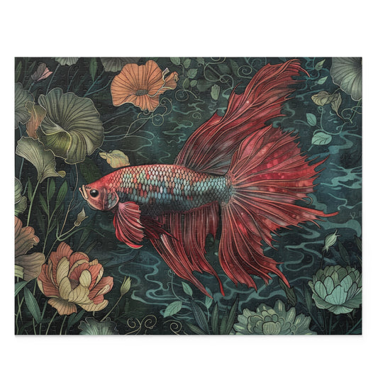 The Siamese Fighting Fish, William Morris Art Inspired (120, 252, 500-Piece) Adult Jigsaw Puzzle, Gift Him Her