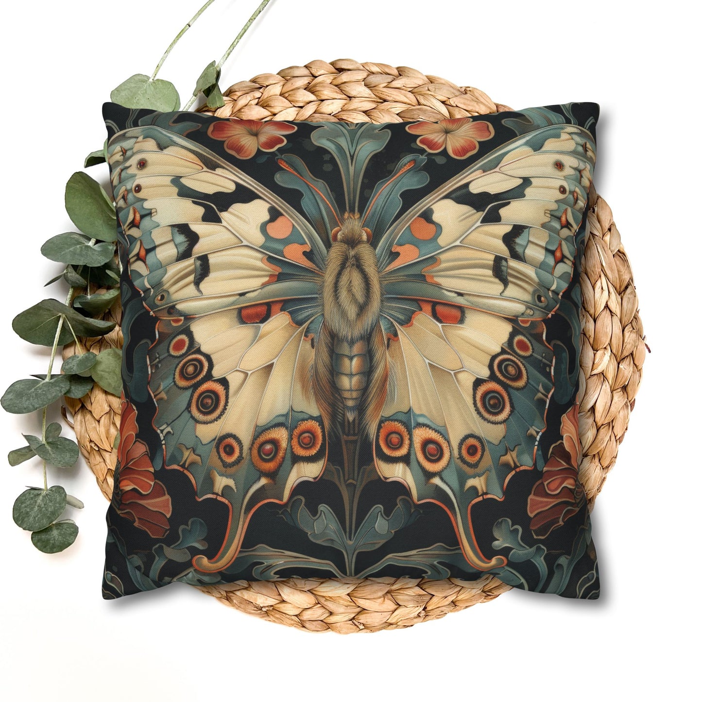 Woodland Botanical Butterfly Decorative Pillowcase; William Morris Inspired