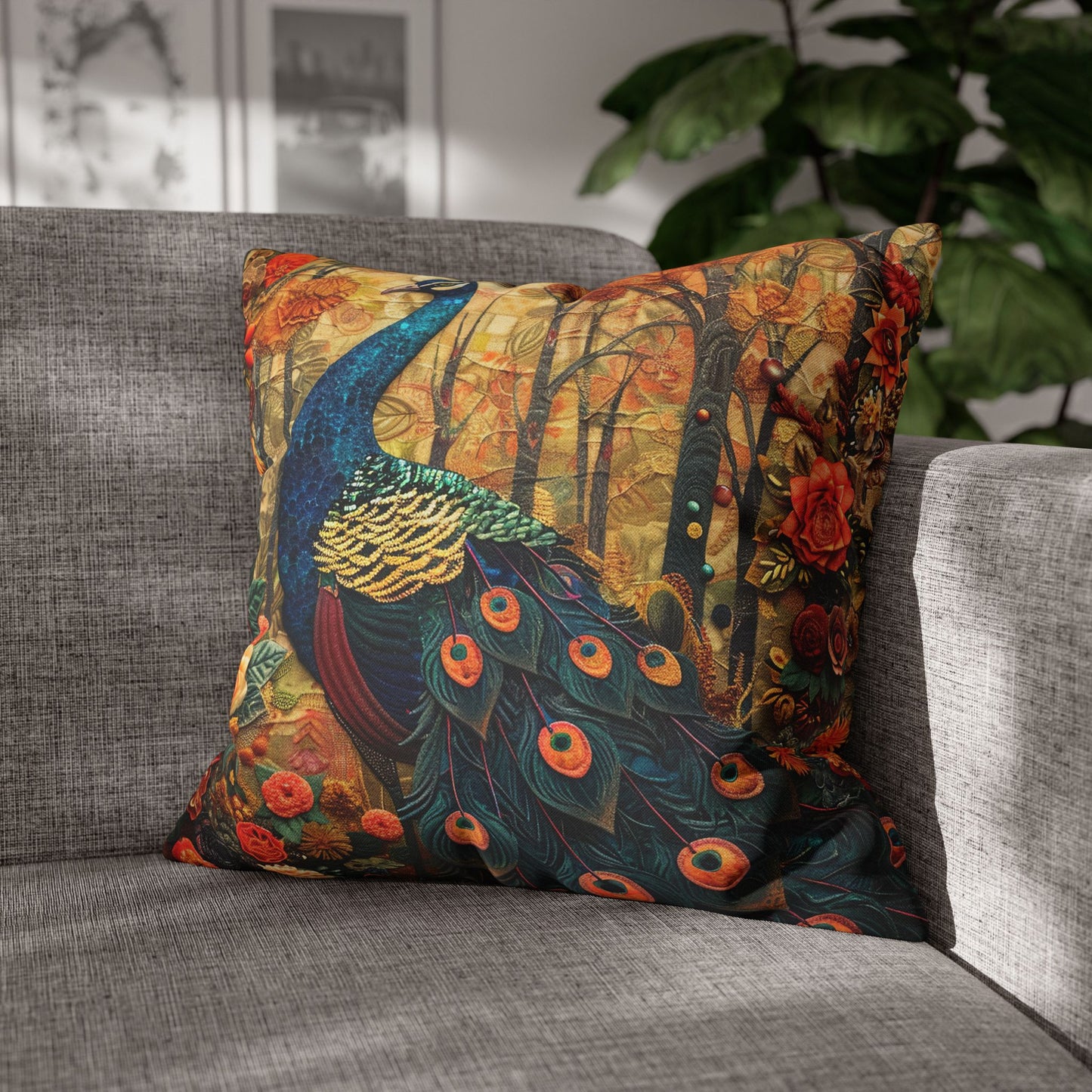 Art Deco Forest Peacock Pillowcase