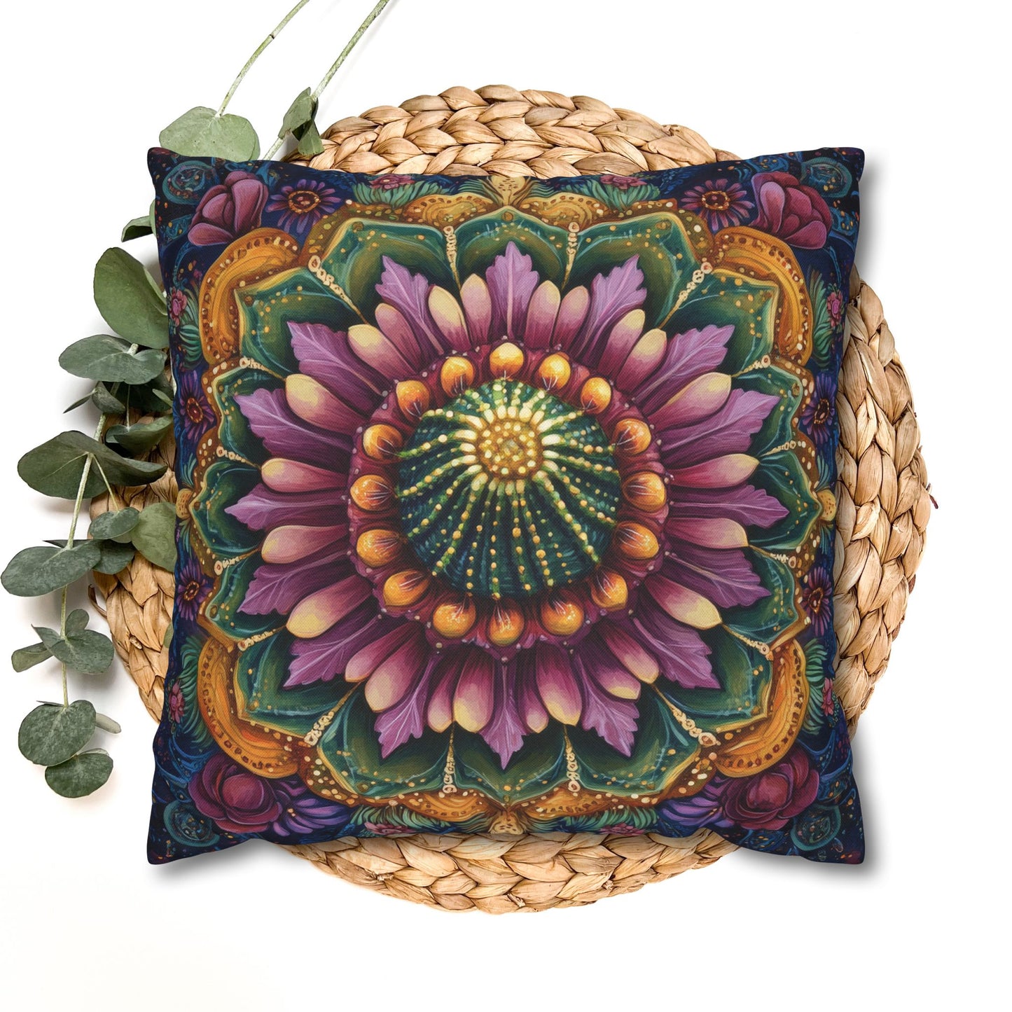 Cactus Mandala Pillowcase: Decorative Home Decor