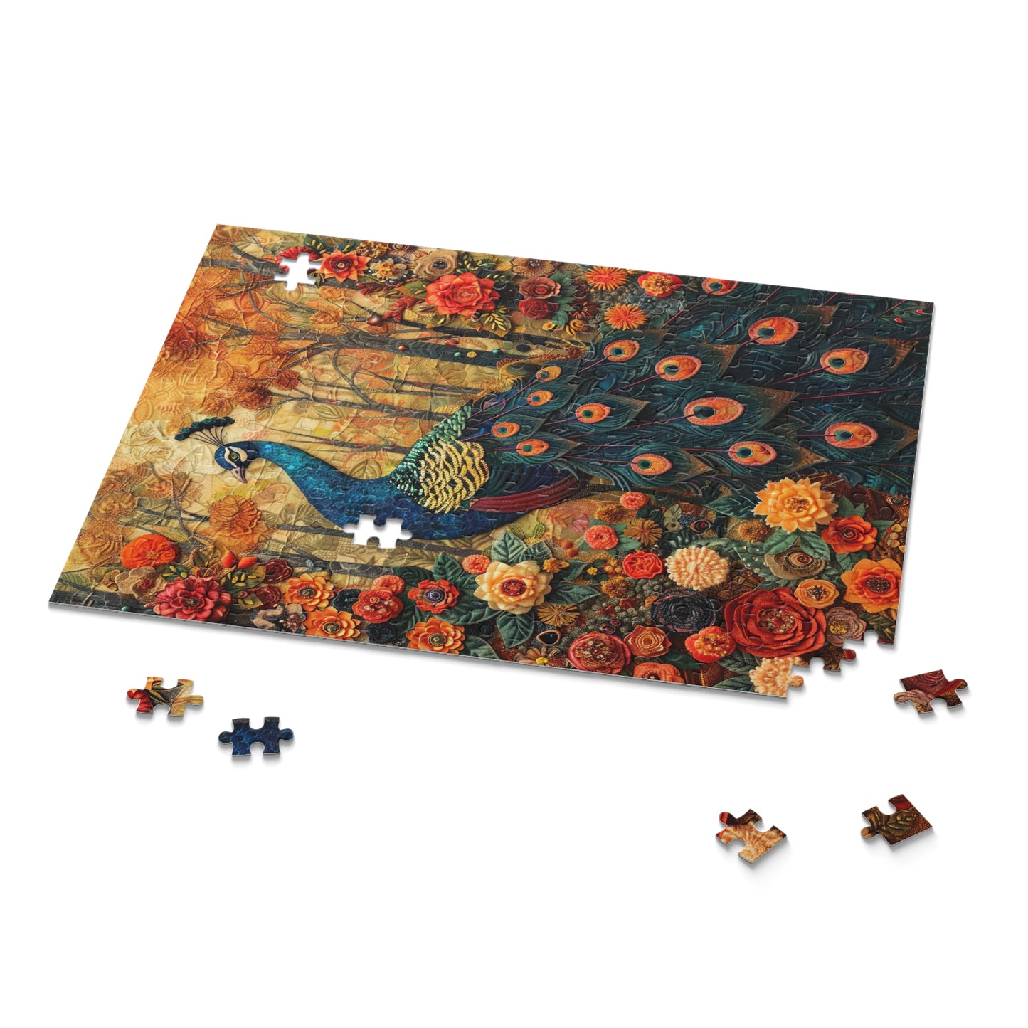 Art Deco Peacock Puzzle Box (120, 252, 500-Piece) Family Jigsaw Puzzle, Puzzle Box Gift For Her