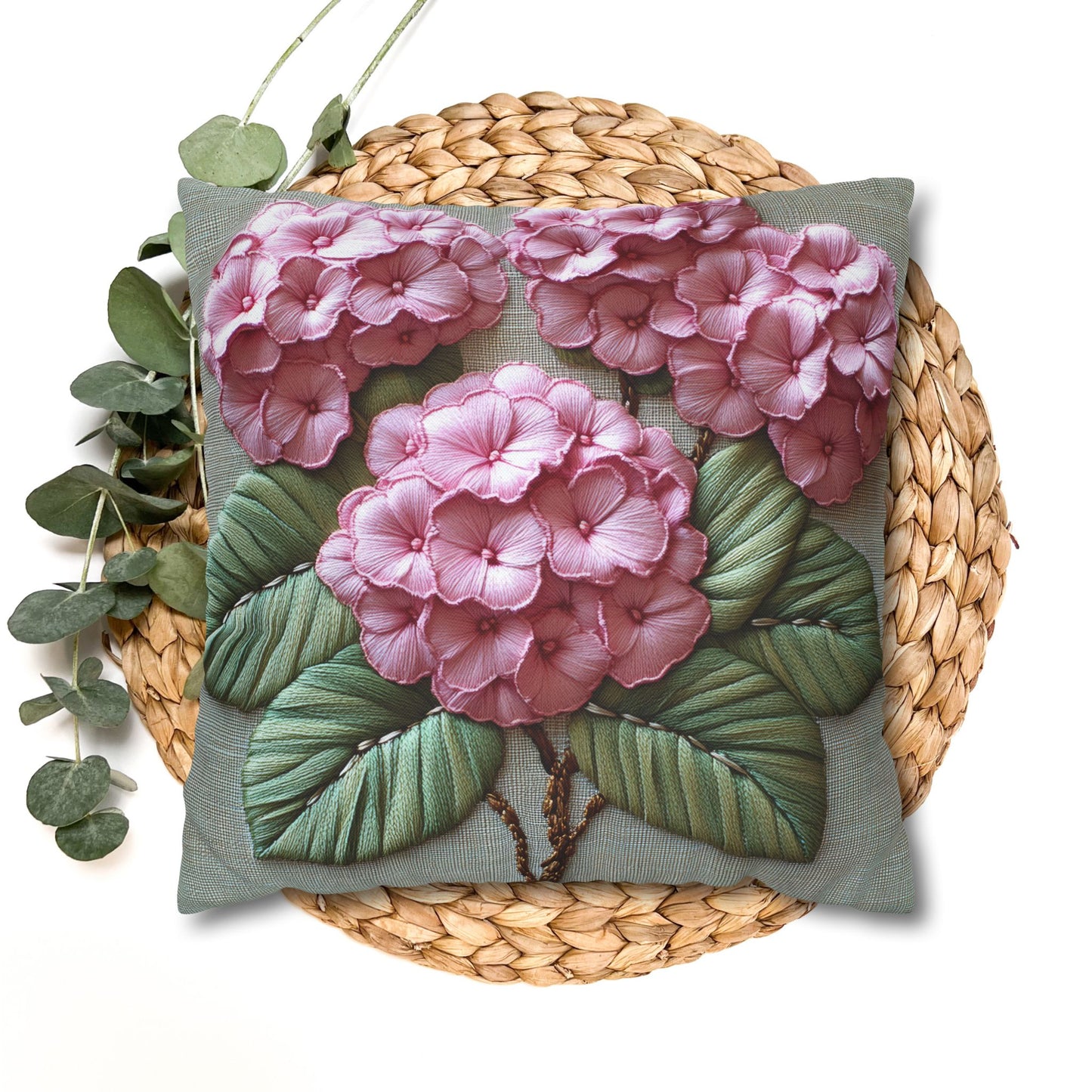 Pink Hydrangea Pillowcase Botanical Floral Accent