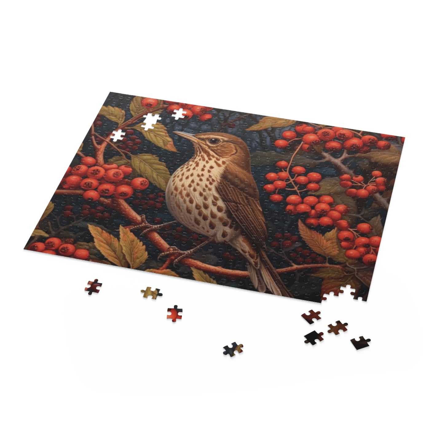 Song Thrush Bird William Morris Inspired (120, 252, 500-Piece) Adult Jigsaw Puzzle, Gift Him Her