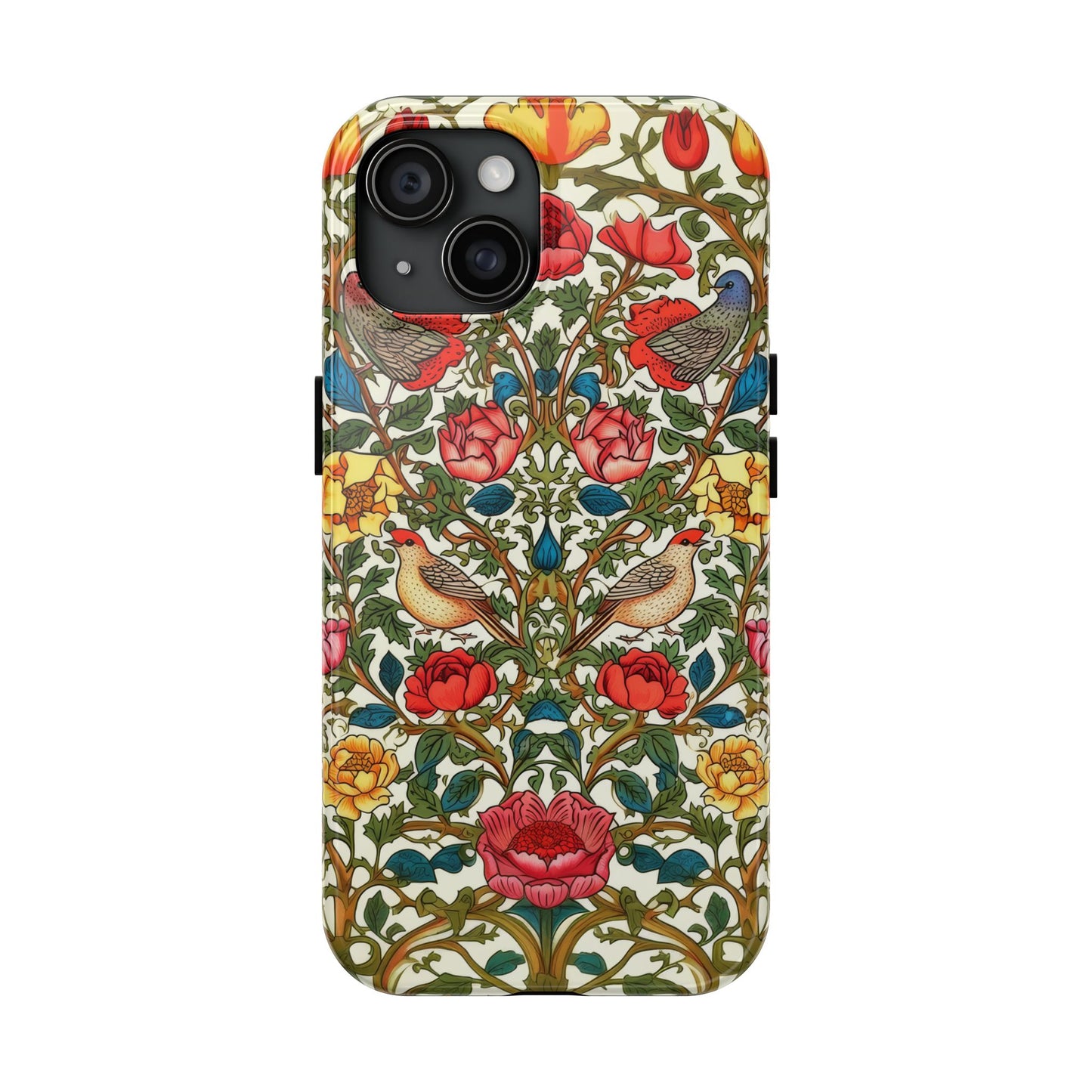 Vintage Pattern Rose And Bird in The Style of William Morris iPhone Tough Case