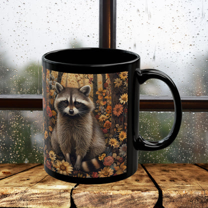 Botanical Raccoon Coffee Mug: Woodland Fall Ceramic Drinkware