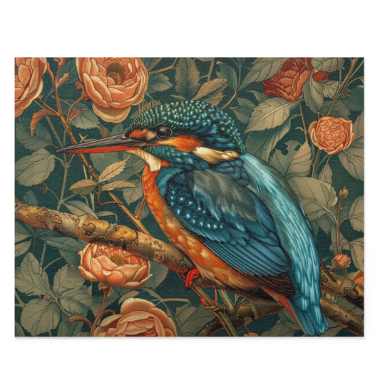 Kingfisher Bird William Morris Inspired (120, 252, 500-Piece) Adult Jigsaw Puzzle, Gift Him Her