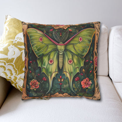 Medieval Art Luna Moth Persian Miniature Square Pillowcase