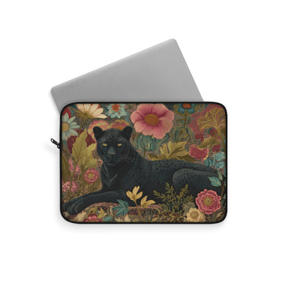 Black Panther Laptop Sleeve, William Morris Inspired Floral Jungle Art Case, Elegant Vintage Botanical Laptop Cover