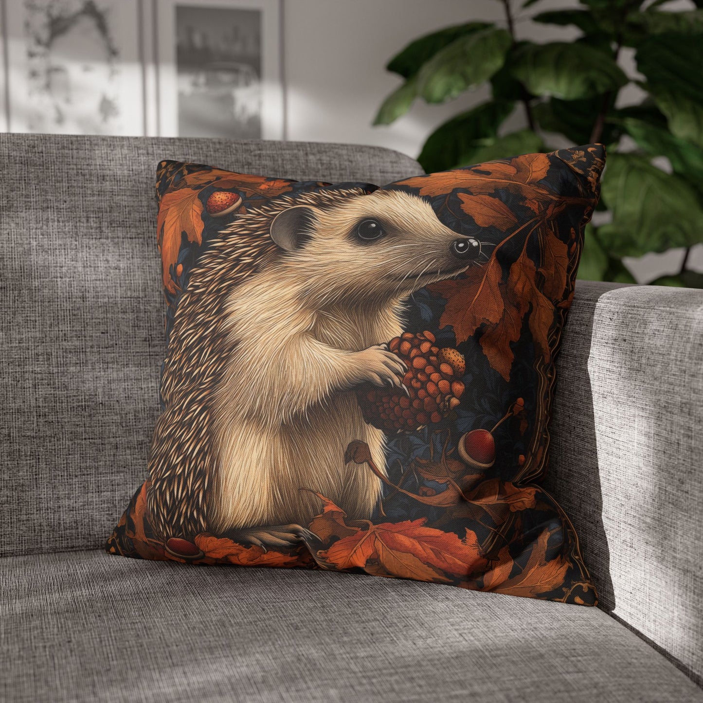 Hedgehog Acorns And Fallen Leaves Pillowcase