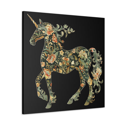 Floral Unicorn Canvas Art Print, Canvas Gallery Wraps, Nature Decor, Home Wall Decor, Boho Style, Animal Artwork