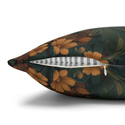 Poly Woodland Fawn Floral Pillowcase, William Morris Style Baby Deer Botanical Decorative Cushion