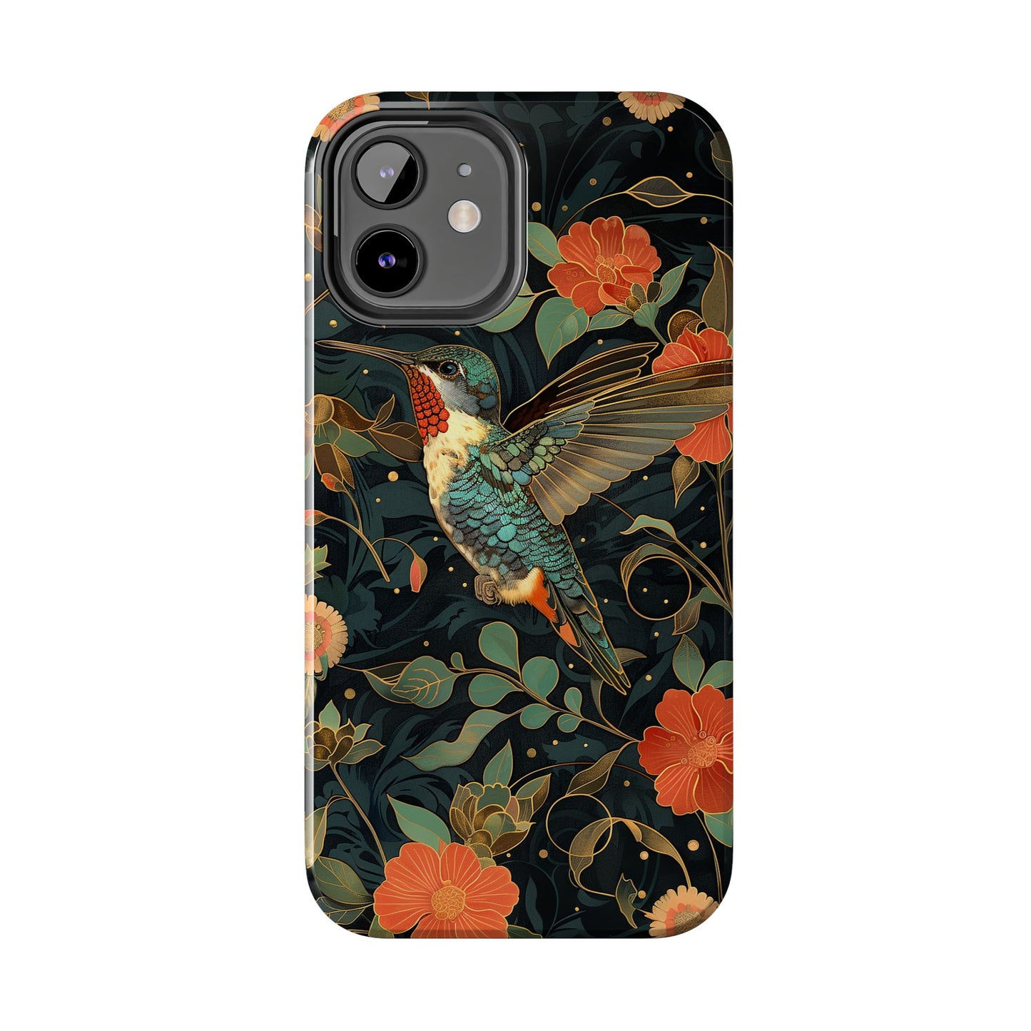 Art Deco Hummingbird Print in The Style of William Morris iPhone Tough Case