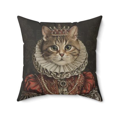 Rococo Royal Cat Square Pillow, Fun Home Decor, Cat Lover Gift, Unique Cushion, Pet Themed Gift, Cozy Living Room Accent