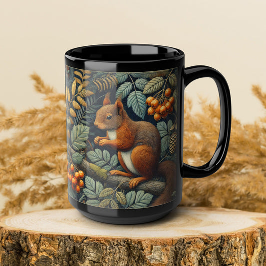 William Morris Squirrel Mug: Woodland Berry Design, Nature Lover Gift