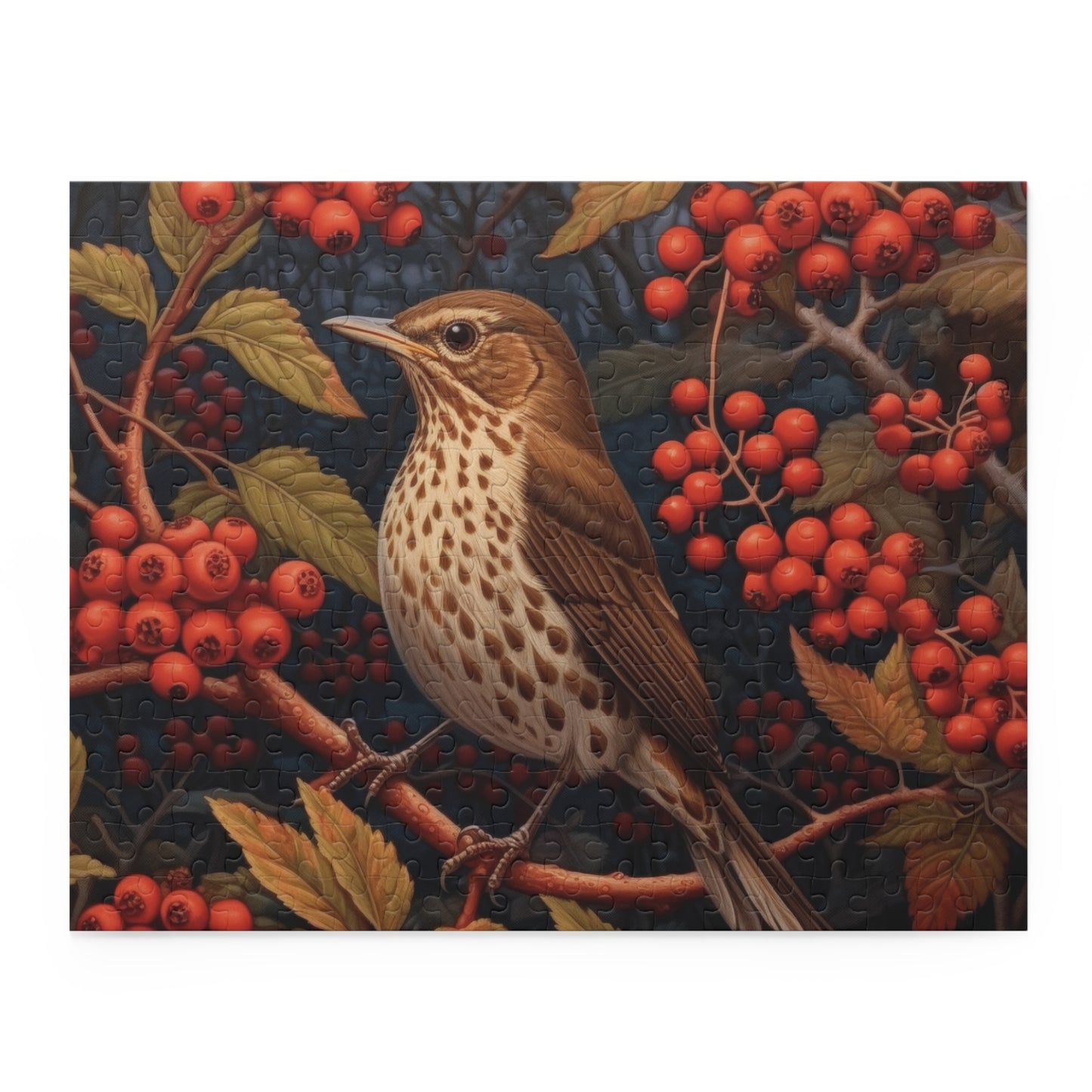 Song Thrush Bird William Morris Inspired (120, 252, 500-Piece) Adult Jigsaw Puzzle, Gift Him Her