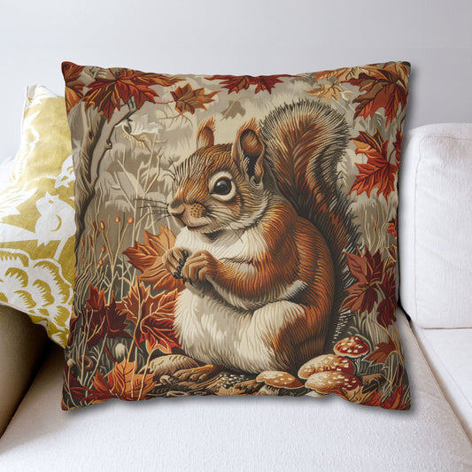Woodland Brown Squirrel Fall Autumn Forest Decorative Pillowcase
