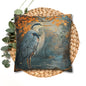 Autumn Heron Throw Pillowcase: Rustic Lake Scene Wildlife Decor